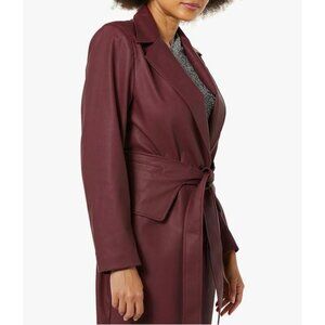 Terea Women's Everlee Vegan Leather Belted Long Coat size XS NWT